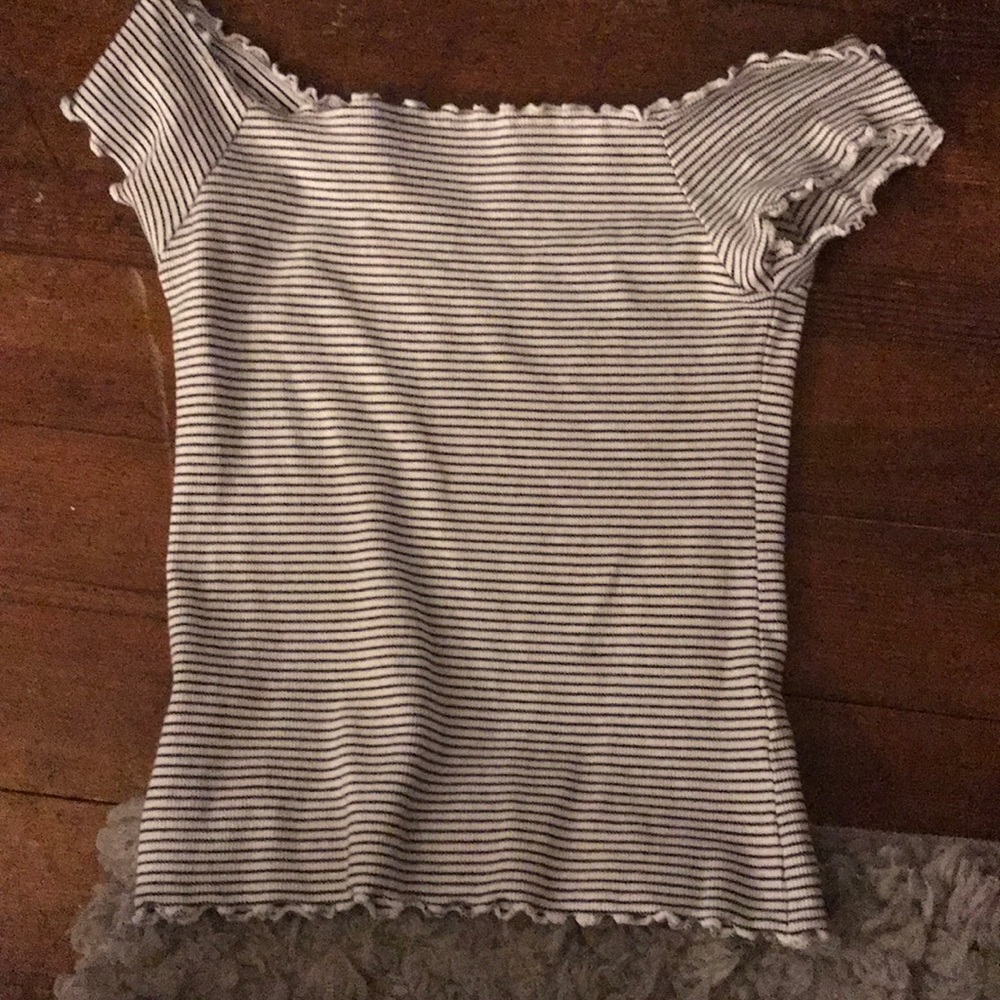 Off the shoulder striped shirt